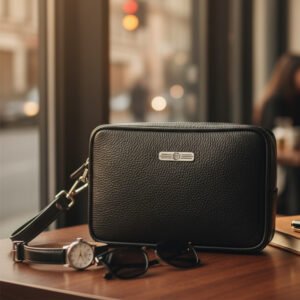 Sacoche en cuir véritable pour homme, design élégant et finition haut de gamme